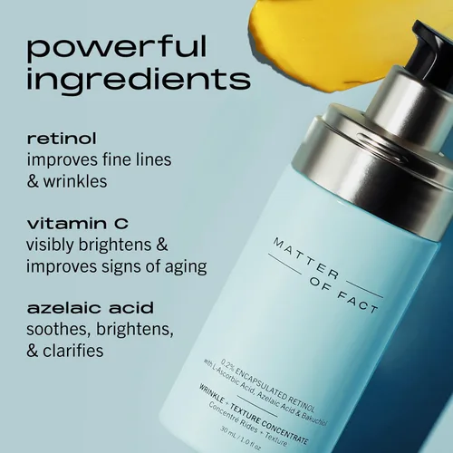Vista 3 de MATTER OF FACT Concentrado antiarrugas y textura, suero antienvejecimiento para el cuidado de la piel con retinol y vitamina C para una piel más