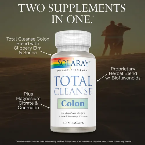 Vista 3 de SOLARAY Total Cleanse Colon, Tapa Vegetal (Btl-Plástico) 60ct