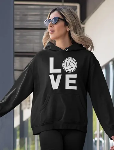 Vista 4 de Regalos de voleibol de amor para los aficionados, leggings, sudaderas con capucha para mujer