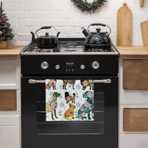 Vista 3 de Toallas de cocina para perros, regalos para amantes de los perros, mujeres, mamá, toallas de mano florales para decoración de cocina y baño, 16 x 24