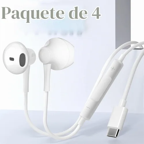 Vista 9 de Paquete de 4 auriculares USB C con cable, auriculares estéreo de alta fidelidad con micrófono, control remoto en el oído para Samsung Galaxy S23 S22