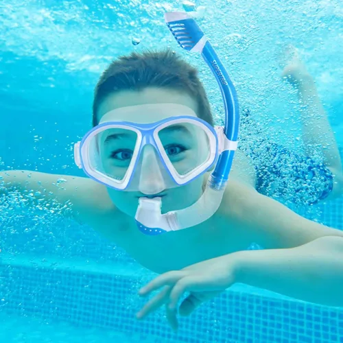 Vista 6 de Supertrip Kids Snorkeling Set, Snorkeling Gear for Kids, Children Mask Fin Snorkel Set with Tempered Glass, Snorkel Mask Diving Goggles, Dry Top