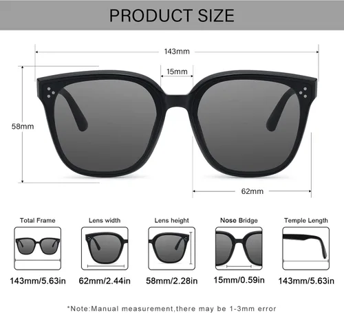 Vista 4 de Dollger Lentes de sol cuadrados retro de gran tamaño para mujer, estilo clásico, de moda, protección UV400