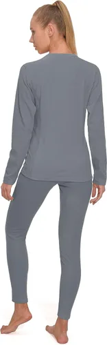 Vista 3 de Little Donkey Andy Conjunto de ropa interior térmica con forro polar para mujer, capa base, calzoncillos largos para clima frío, parte superior e