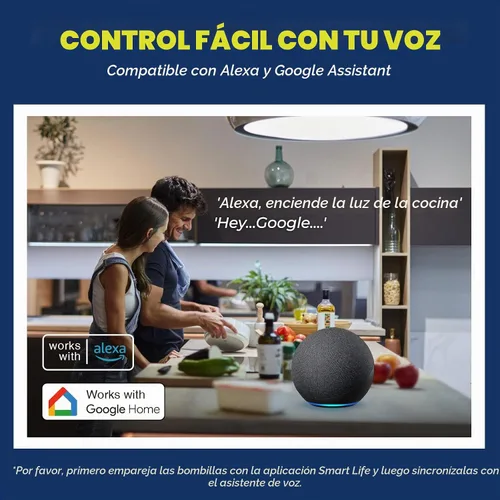 Vista 4 de Lightinginside - Bombillas inteligentes de 60 W equivalentes, bombilla WiFi inteligente compatible con Alexa/Google Assistant/Smart Life, A19 E26