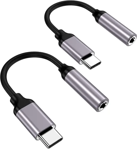 Vista 8 de Adaptador USB tipo C a conector de auriculares hembra de 3.5 mm (Negro), cable USB C a auxiliar de audio compatible con Pixel 4 3 2 XL, Samsung