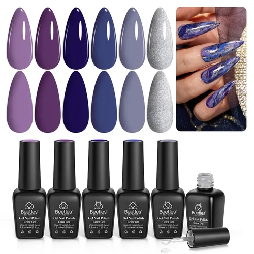 Vista 29 de Beetles - Juego de esmaltes de gel de otoño con gel floreciente, efecto A - Marrón ámbar Atracción ámbar