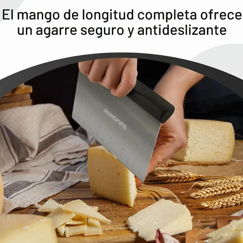 Vista 4 de Raspador de banco de acero inoxidable multiusos para batidora de masa y cortador de pastelería
