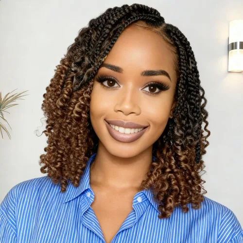 Vista 13 de Goddess Box Braids 1B3330 - Trenzas de ganchillo bohemias de 10 pulgadas para mujeres negras, paquete de 7 paquetes de trenzas bohemias preenlazadas