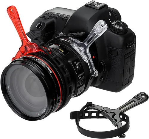 Vista 3 de Fotodiox Follow Focus - Juego de 3 manijas, color negro, rojo, transparente