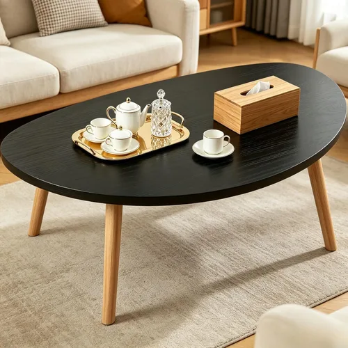 Vista 26 de Mesa de Centro, Mesas de Centro Pequeñas de 23.6", Mesas de Centro Redondas Negras para Sala de Estar, Mesa de Piso para Sentarse en el Suelo, Mesa
