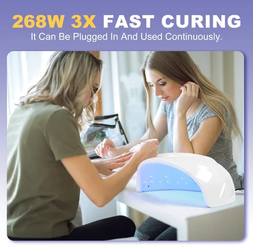 Vista 4 de NXJ INFILILA Luz UV de uñas de gel de 268 W, luz UV más rápida para uñas de gel, secador profesional de uñas de curado con flash con 66 cuentas