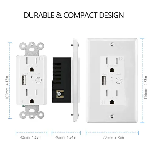 Vista 8 de Zigbee - Toma de pared con USB, un controlado, uno siempre encendido, compatible con Google Assistant y Alexa (clase 2 USB)