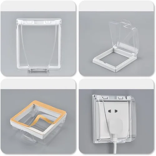 Vista 6 de 4 unids caja 86 cubierta de interruptor Conjoined Socket Case Protector de pared Socket Cover Socket Protective Case Wall Plug Covers Wall Cover