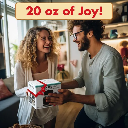 Vista 7 de Taza de café Cupa Joe – Taza de comedor de vidrio borosilicato de 20 onzas con tapa a prueba de derrames – Divertido regalo novedoso