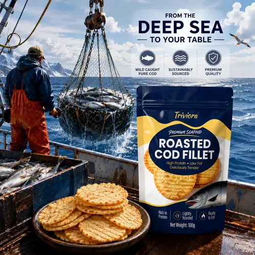 Vista 5 de Rebanadas de bacalao horneadas de alta calidad, aperitivo de pescado seco