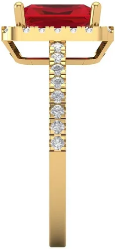 Vista 3 de Anillo solitario de corte esmeralda brillante de 1,79 quilates con acento impecable, ideal VVS1 de imitación de rubí rojo, compromiso