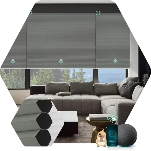 Vista 8 de Yoolax Persianas Celulares Motorizadas Compatibles con Alexa, Persianas Motorizadas Blackout Inteligentes de Panal para Ventanas, Persianas