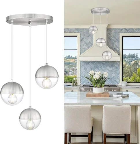 Vista 21 de LMS Lámpara Colgante de Mediados de Siglo de 6 Pulgadas, Lámparas Colgantes de Color Negro Mate con Cristal de Globo Blanco, Lámparas de Techo