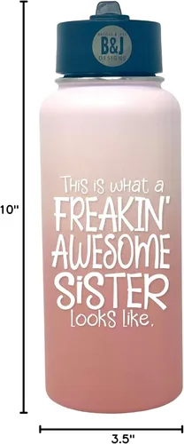 Vista 8 de Regalos divertidos para hermanas, taza de café impresionante para hermanas, gran regalo de taza de viaje para hermanas de hermana pequeña, hermano