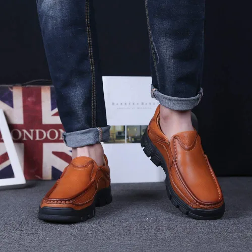 Vista 7 de Mocasines casuales para hombre, zapatos de cuero para caminar