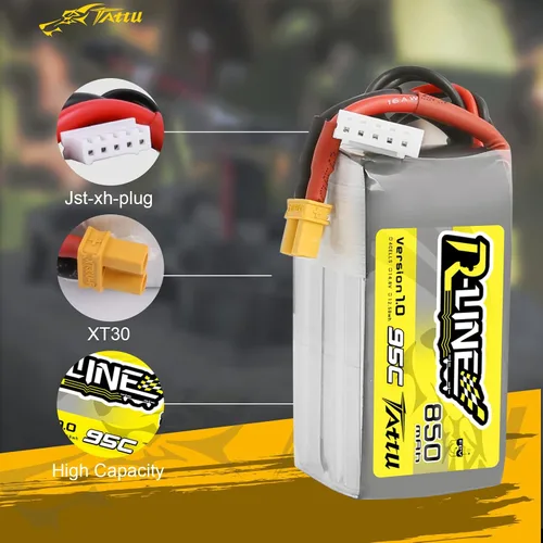 Vista 3 de Tattu Batería Lipo R-Line de 850mAh 4s 95C 14.8V con enchufe XT30