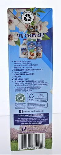 Vista 5 de Blue Diamond, leche de almendras y vainilla sin azúcar, 32 onzas líquidas
