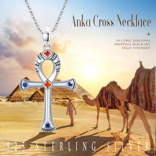 Vista 6 de OHAYOO 925 Sterling Silver Egyptian Jewelry Necklace AnkhEye of HorusAnubis Pendent Necklace Egyptian Amulet Gift for Women Girls