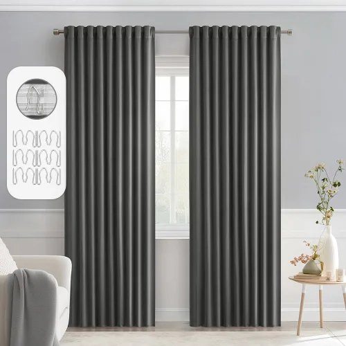 Vista 36 de MIULEE Cortinas opacas con pestaña trasera de 63 pulgadas de largo, juego de 2 paneles para sala de estar, dormitorio, privacidad, bolsillo