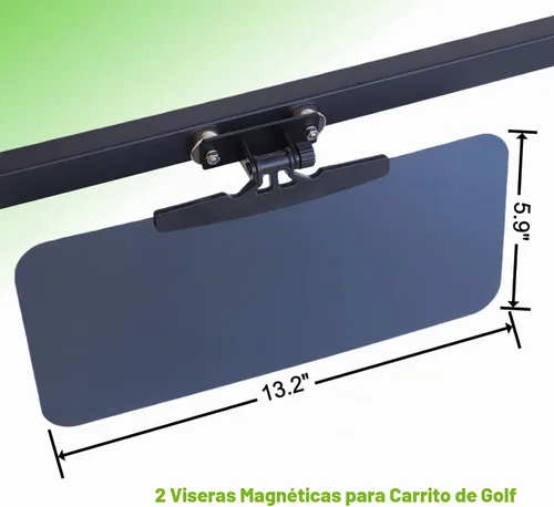 Vista 7 de Woho 2 viseras magnéticas para carrito de golf para protección antirreflejos, visera solar ajustable de 226° para carrito de golf con barra