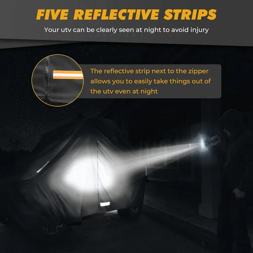 Vista 3 de Funda RZR, funda Kemimoto para UTV impermeable para todo tipo de clima, cubierta resistente con tiras reflectantes y cremallera lateral compatible