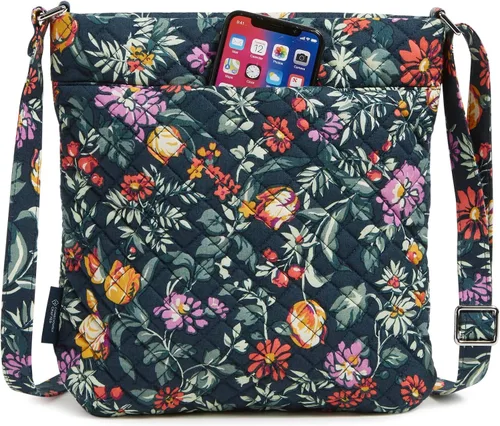 Vista 5 de Bolso cruzado hipster de algodón con triple cremallera para mujer