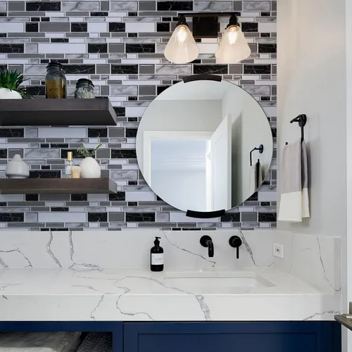 Vista 7 de Livebor Papel tapiz de cocina en blanco y negro para despegar y pegar, papel tapiz de baño, impermeable, papel de contacto decorativo extraíble