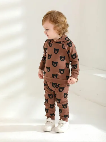Vista 27 de Ropa de bebé niño niño manga larga con estampado de oso + pantalones deportivos