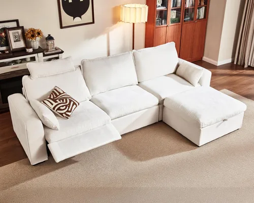 Vista 31 de Sofá reclinable eléctrico de 102.8 pulgadas con reposacabezas, sofá reclinable modular Cloud de gran tamaño con mesa, cajón de almacenamiento