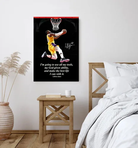 Vista 7 de Póster motivacional con cita de jugador de baloncesto, arte de pared, citas inspiradoras, decoración en lienzo, calcomanía deportiva de baloncesto