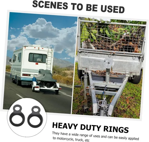 Vista 5 de Uonlytech 2 anillos de tracción resistentes para camiones y remolques, anclajes negros en forma de D con diseño resistente a la corrosión