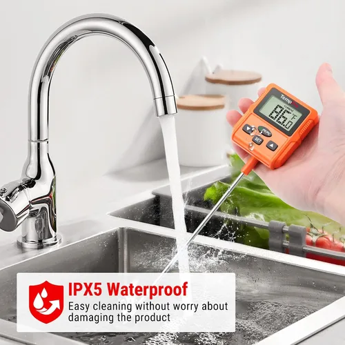 Vista 4 de ThermoPro TP511 - Termómetro digital de dulces con clip para olla, termómetro programable de lectura instantánea para carne de alimentos con sonda
