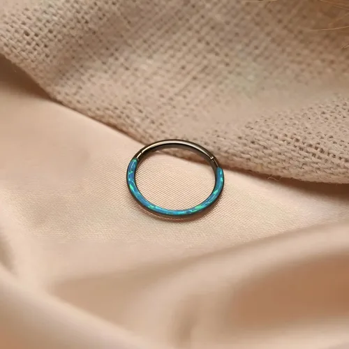 Vista 7 de Opal Septum Jewelry Surgical Steel Septum Ring Daith Rook Tragus Earring