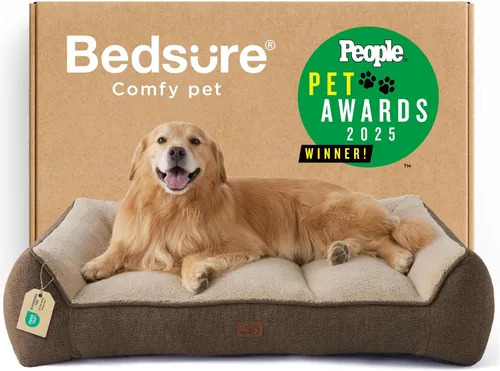 Vista 17 de Bedsure Cama ortopédica para perros de tamaño mediano, camas extra gruesas de apoyo para perros medianos con funda impermeable lavable, cómodo sofá