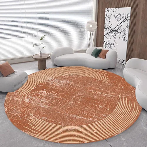 Vista 7 de 3D Optical Illusion Abstract Round Rug 70s Retro Pop Art Deco Large Rugs for Living Room Bedroom Classroom Red Brown Washable Low Pile Carpet