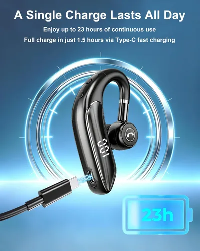 Vista 4 de Auriculares Bluetooth V5.4, auriculares inalámbricos para teléfono celular con pantalla LED, manos libres con micrófono para conducir, camionero