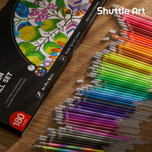 Vista 8 de Shuttle Art Paquete de bolígrafos de gel, 120 colores únicos (sin duplicados) juego de bolígrafos de gel + 180 recambios de bolígrafos de gel, 7