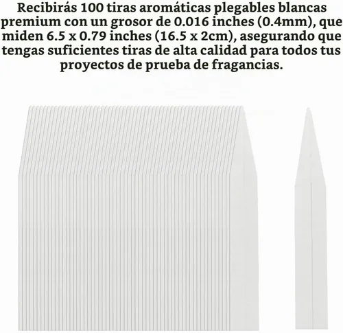 Vista 4 de 100 tiras probadoras de perfume, tiras de prueba de fragancias blancas, tiras de prueba desechables de colonia de papel, tarjetas de prueba de aroma
