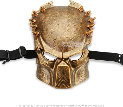 Vista 4 de Munetoshi Depredador Alien Máscara Hunter Guerrero Scifi Acción Película Cómic Cosplay Bronce Negro