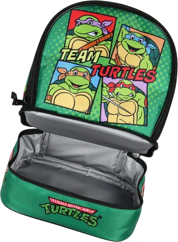 Vista 5 de INTIMO Nickelodeon Teenage Mutant Ninja Turtles Team - Lonchera de doble compartimento de 9 pulgadas