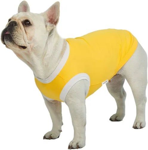 Vista 19 de Camiseta sin mangas para perro, camisas de algodón para perros, camisetas sin mangas, suave, transpirable, fresca para perro, ropa para mascotas