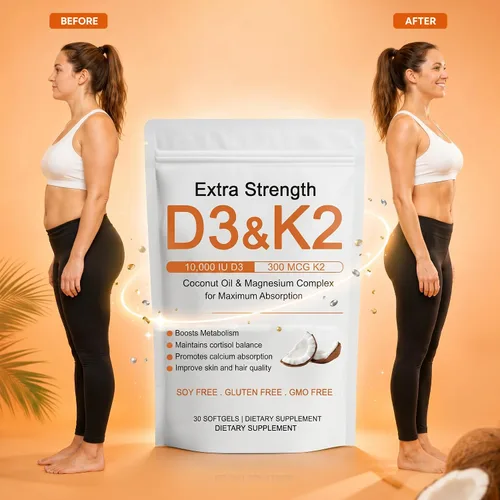Vista 3 de Vitamina D3 K2 Complejo de Magnesio, Fuerza Extra D3 & K2 con Triple Magnesio en Cápsulas Blandas, D3 + K2 (Mk-7) Apoyo para Huesos e Inmunidad
