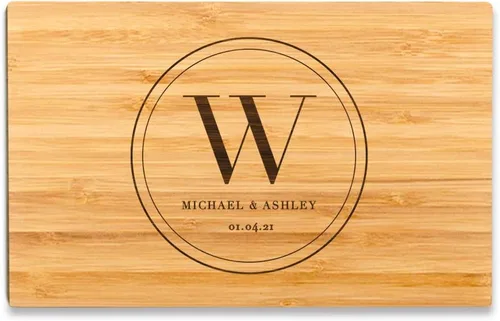 Vista 18 de Pequeña tabla de cortar Andaz Press de madera de bambú, grabada con láser