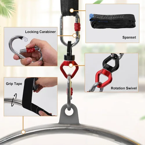 Vista 2 de KROFEM Aerial Lyra Hoop Kit (85CM/90CM), Professional Yoga Starter Set with Rigging Hardware Kit for Home, Exercise, Performance, 32mm Thickness